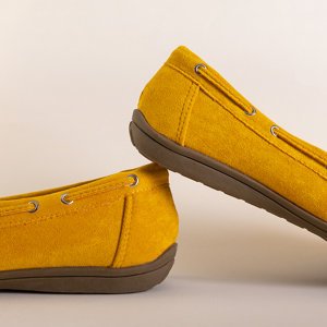 Mocasini dama din piele ecologică galbenă cu fundă Inda - Pantofi