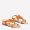 Neonowe pomarańczowe damskie sandały z kwiatami Madlen - Obuwie