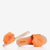 Neonowe pomarańczowe klapki z pomponem Talvika - Obuwie
