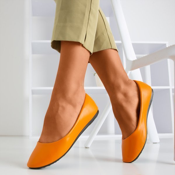 OUTLET Balerini portocalii din piele ecologica Falo - Pantofi