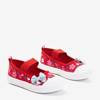 OUTLET Balerini roșii pentru copii cu flori Mini - Pantofi