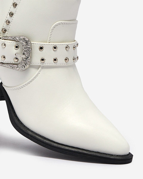 OUTLET Cizme de cowboy albe pe post de postav, cu pietre prețioase Hally- Footwear