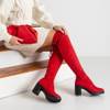 OUTLET Cizme de damă roșii peste genunchi pe postul Tomira - Pantofi