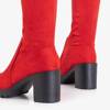 OUTLET Cizme de damă roșii peste genunchi pe postul Tomira - Pantofi