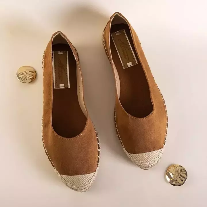 OUTLET Espadrile de dama din piele ecologica maro deschis Silina - Pantofi