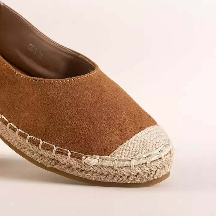 OUTLET Espadrile de dama din piele ecologica maro deschis Silina - Pantofi