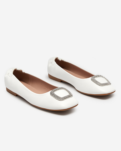 OUTLET Mocasini de dama albi cu zirconiu cubic Gievori - Incaltaminte