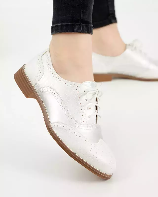 OUTLET Pantofi albi si argintii cu sclipici Littles - Incaltaminte