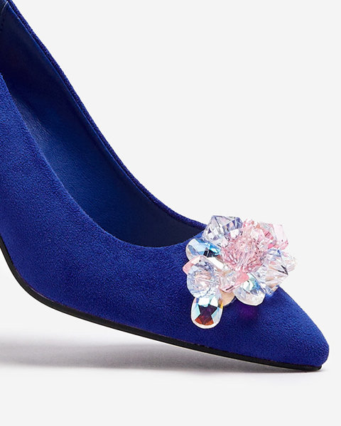 OUTLET Pantofi de damă cobalt cu cristale colorate Xitas - Încălțăminte