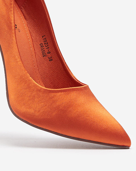 OUTLET Pantofi de damă din satin portocaliu pe un stiletto mai înalt Norija - Încălțăminte