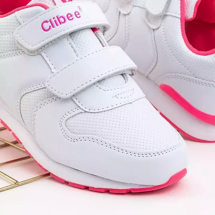 OUTLET Pantofi de sport albi pentru copii cu elemente roz. Sariah - Încălțăminte