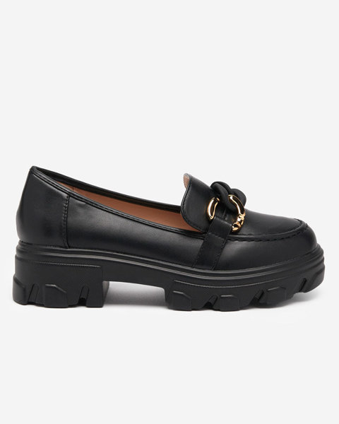 OUTLET Pantofi negri de dama cu talpa groasa cu decor Simero - Incaltaminte