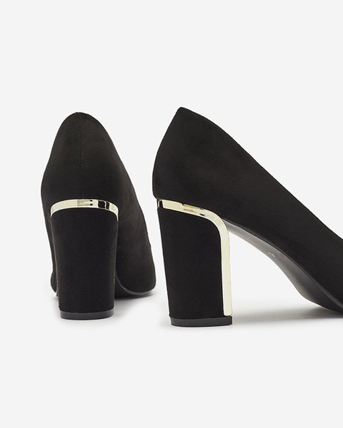 OUTLET Pantofi negri de damă din piele ecologică de piele de căprioară pe post Afrogos- Footwear