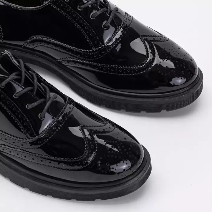 OUTLET Pantofi oxford lăcuți negri pentru femei Jogya- Încălțăminte