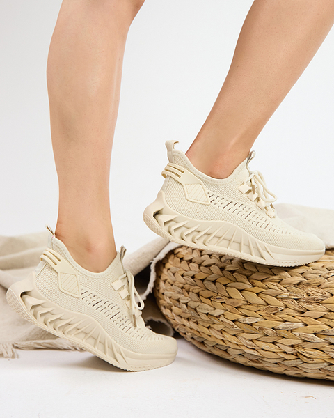 OUTLET Pantofi sport de dama din material bej de la Shann- Shoes
