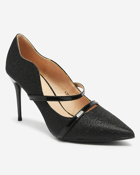OUTLET Pantofi stiletto de damă negri cu sclipici Esleea - Încălțăminte