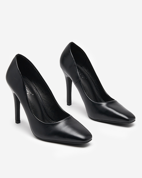 OUTLET Pantofi stiletto de damă negri cu vârf pătrat Vaseka - Încălțăminte
