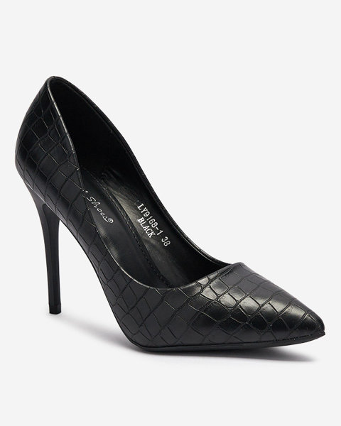 OUTLET Pantofi stiletto negri pentru femei cu ștanțare Asota - Încălțăminte