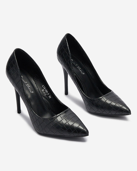 OUTLET Pantofi stiletto negri pentru femei cu ștanțare Asota - Încălțăminte