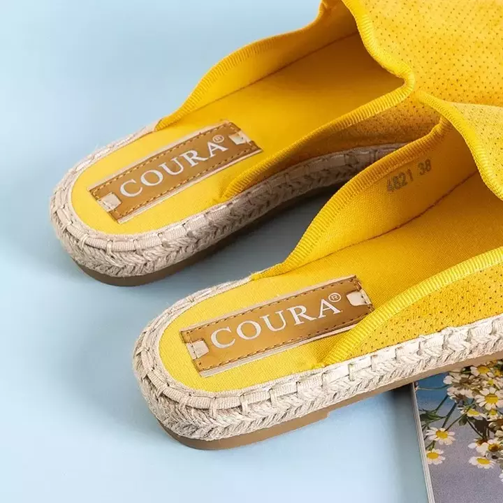 OUTLET Papuci de dama Courine galbeni - Încălțăminte