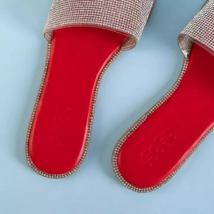 OUTLET Papuci de damă roșii cu zirconiu cub Verina - Încălțăminte