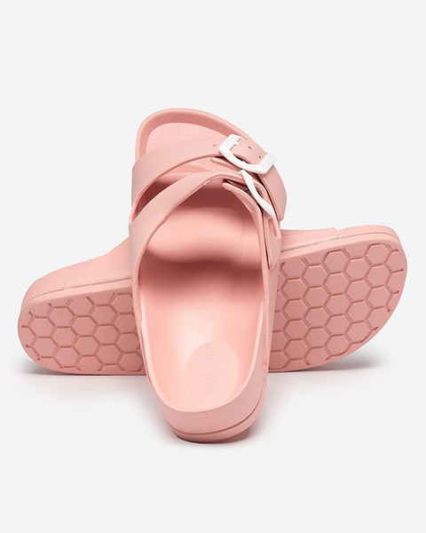OUTLET Papuci de dama roz cu catarame. Teliwo - Încălțăminte