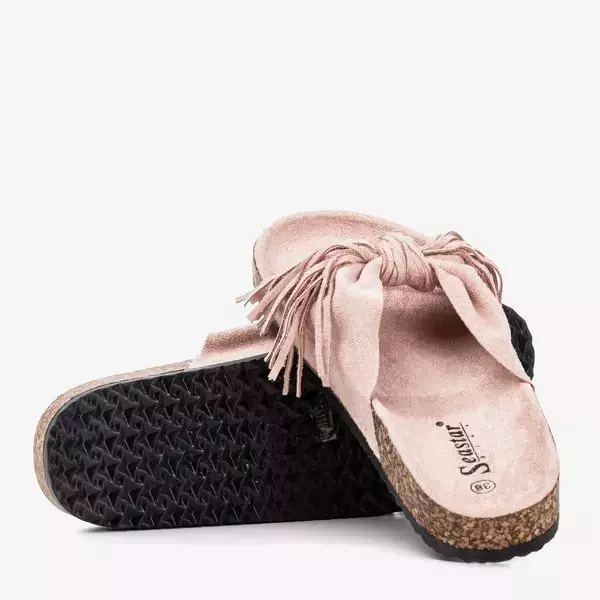 OUTLET Papuci pentru femei roz deschis cu franjuri Amassa - Încălțăminte
