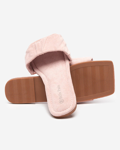 OUTLET Papuci plat dama din piele ecologica roz Nesico - Pantofi