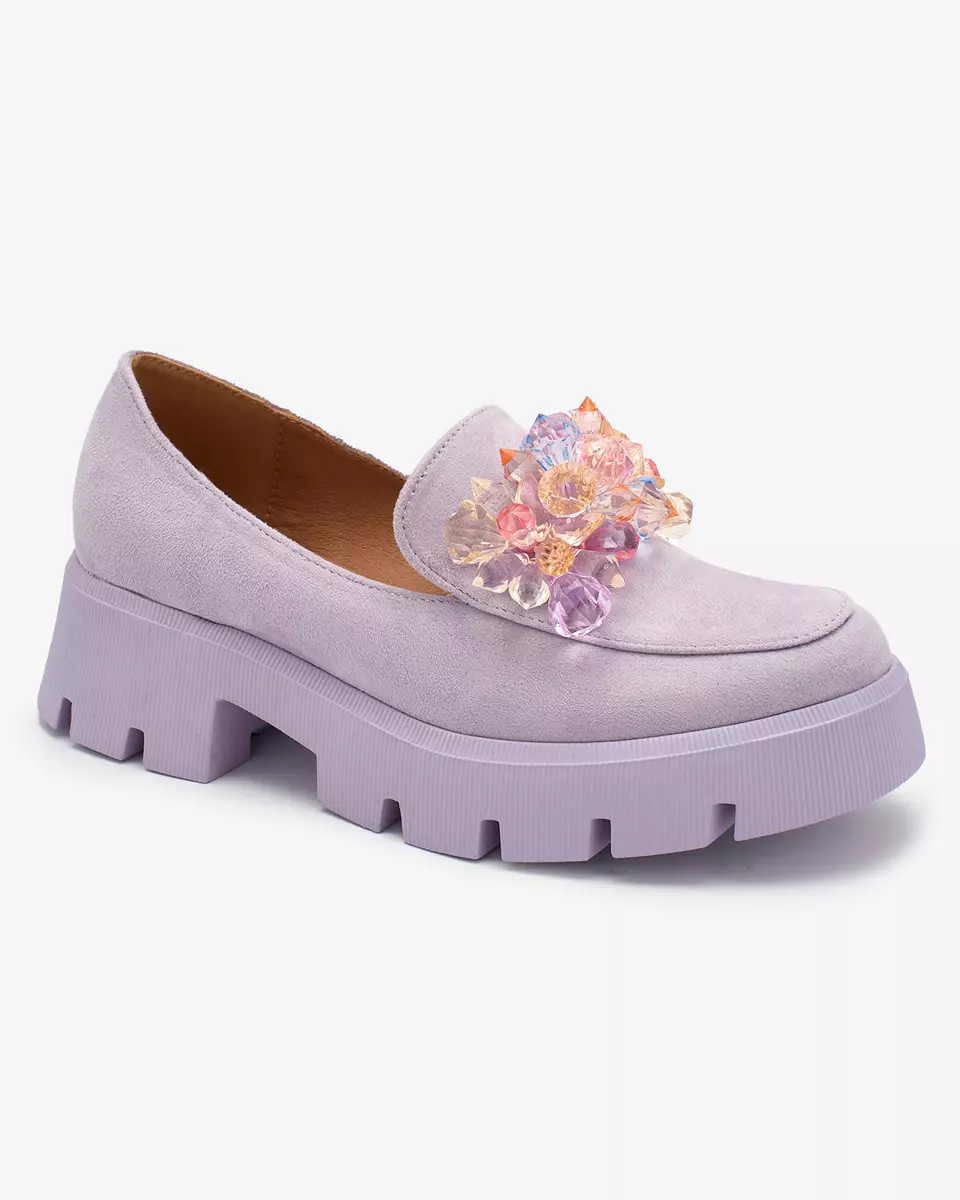 OUTLET Royalfashion Mocasini mov pentru femei cu cristale colorate Crystal Glam