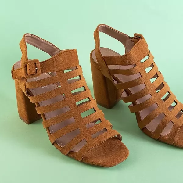 OUTLET Sandale cu dungi de culoare maro deschis pe post de Sim - Încălțăminte
