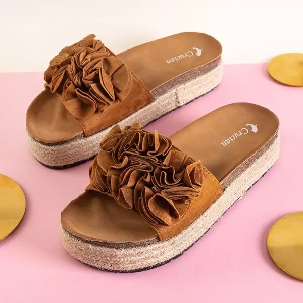OUTLET Sandale cu platformă maro pentru femei Kalisa - Încălțăminte