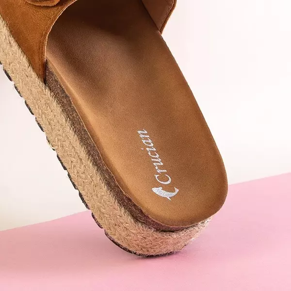 OUTLET Sandale cu platformă maro pentru femei Kalisa - Încălțăminte