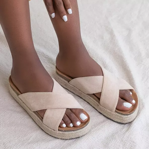OUTLET Sandale cu platformă pentru femei bej Martiu - Încălțăminte