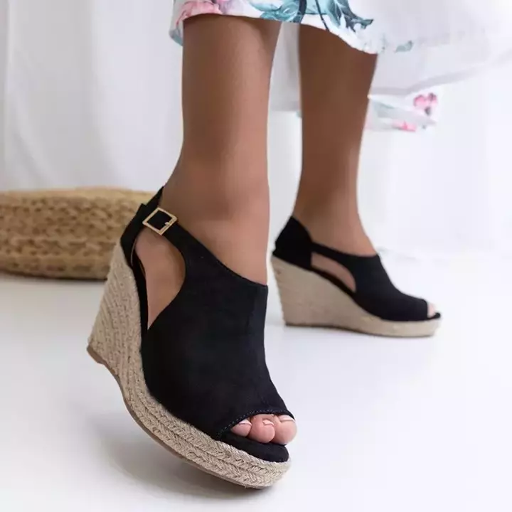 OUTLET Sandale cu toc negru pentru femei Lusia - Încălțăminte