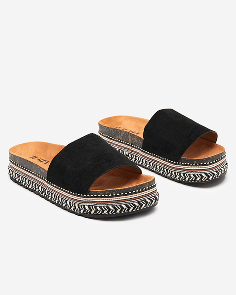 OUTLET Sandale damă din piele ecologică neagră Kiccori - Încălțăminte