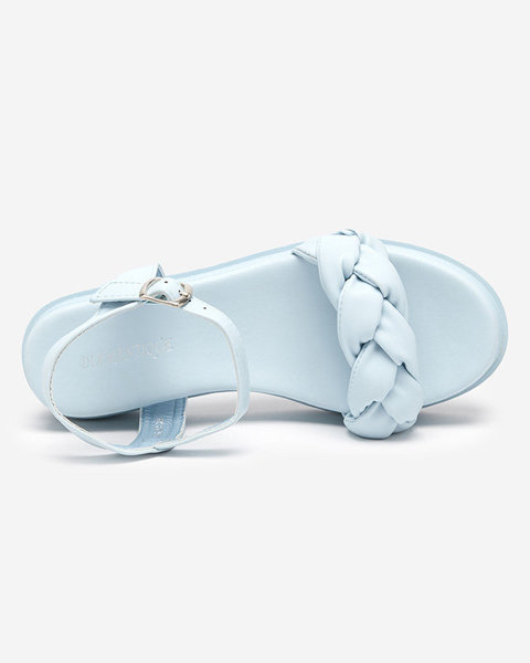 OUTLET Sandale de dama albastru deschis cu centura impletita Kafha - Incaltaminte
