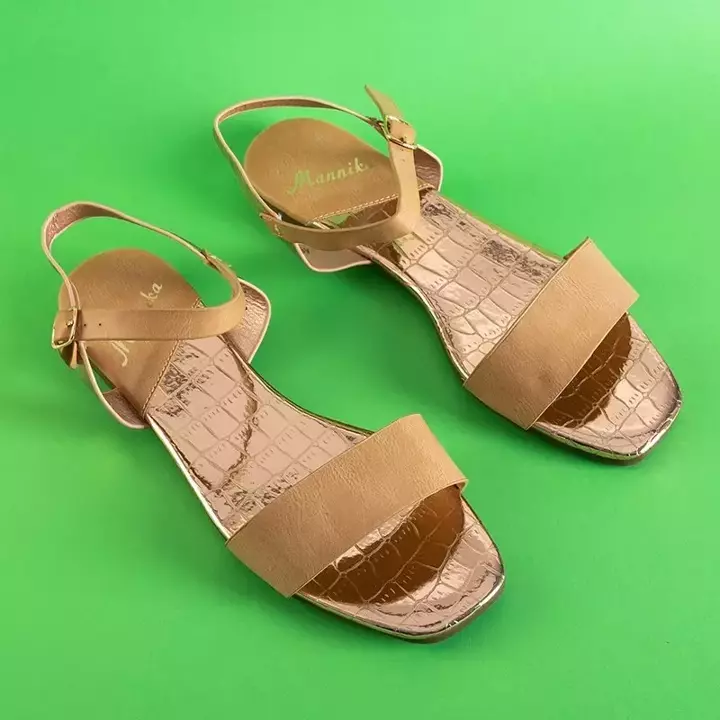OUTLET Sandale de dama bej cu inserție în oglindă Mannika - Pantofi