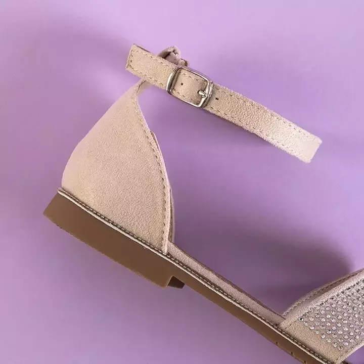 OUTLET Sandale de dama bej cu zirconii cubice Motilya - Încălțăminte