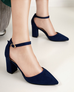OUTLET Sandale de dama bleumarin pe un post mai inalt Hareda - Pantofi