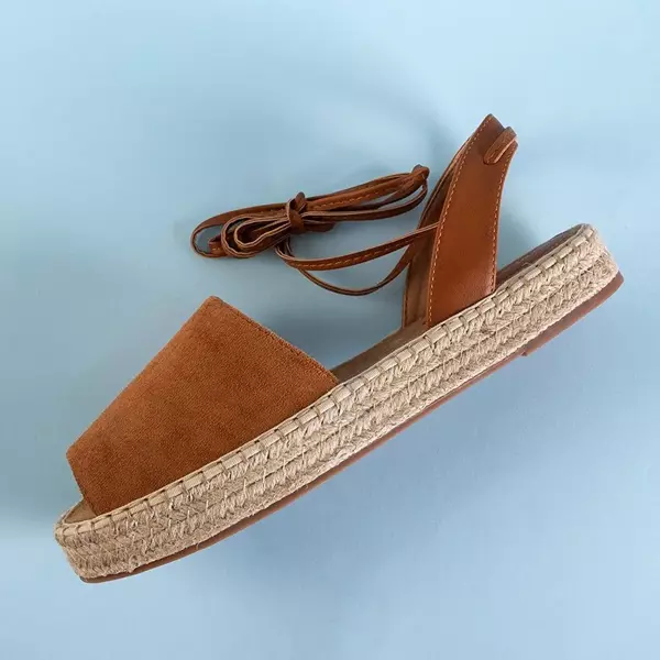 OUTLET Sandale de dama cu legături maro deschis de la Alvina - Încălțăminte