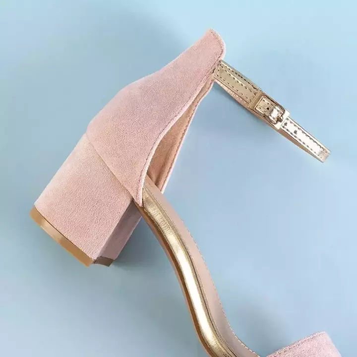 OUTLET Sandale de damă roz deschis cu toc mic Kamalia - Încălțăminte