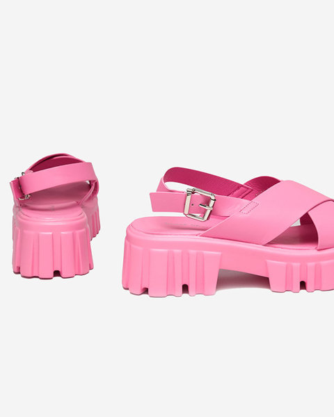 OUTLET Sandale de dama roz neon pe talpa groasa Otida - Incaltaminte