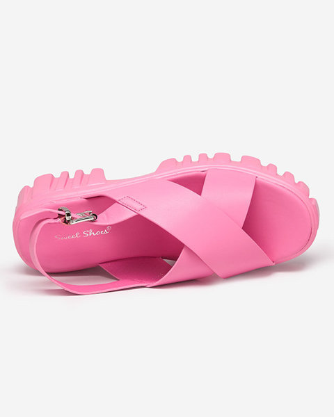 OUTLET Sandale de dama roz neon pe talpa groasa Otida - Incaltaminte