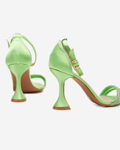 OUTLET Sandale de dama verzi pe toc inalt cu zirconii cubici decorativ Manestri - Incaltaminte