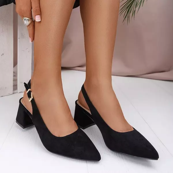 OUTLET Sandale negre din piele ecologică pentru femei pe post Panella - Încălțăminte