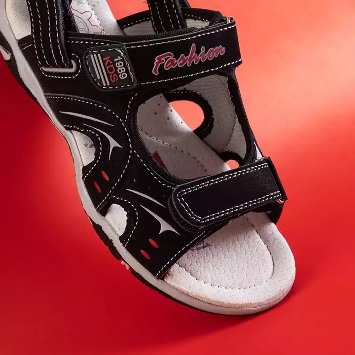 OUTLET Sandale negre pentru copii cu Velcro Roser - Încălțăminte