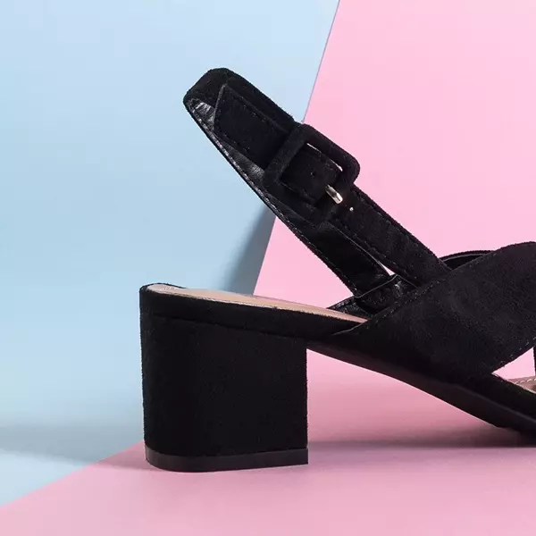 OUTLET Sandale negre pentru femei pe un post Liora scăzut - Încălțăminte