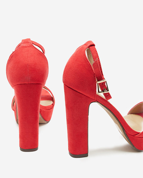 OUTLET Sandale roșii de damă cu toc mai înalt Cerista - Încălțăminte