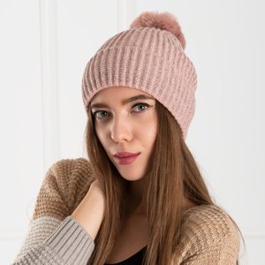 Pălărie roz cu pompon pentru femei - Accesorii