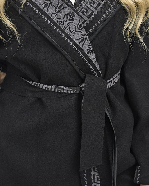Palton negru de damă a'la cu ornament - Îmbrăcăminte